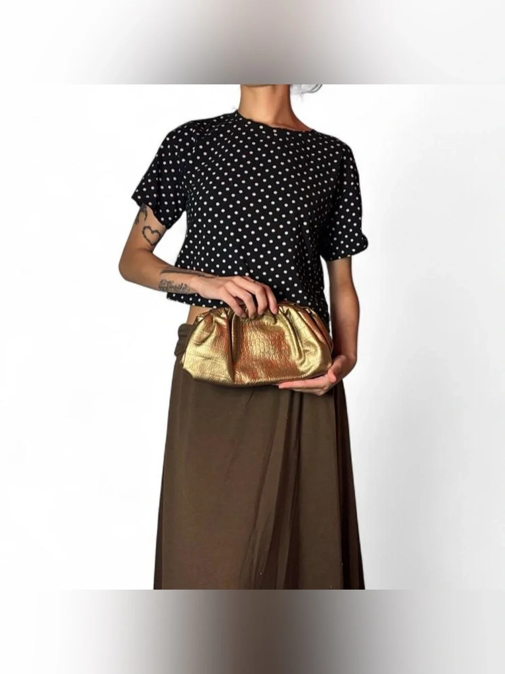 Small Gold Faux Croc Clutch Purse